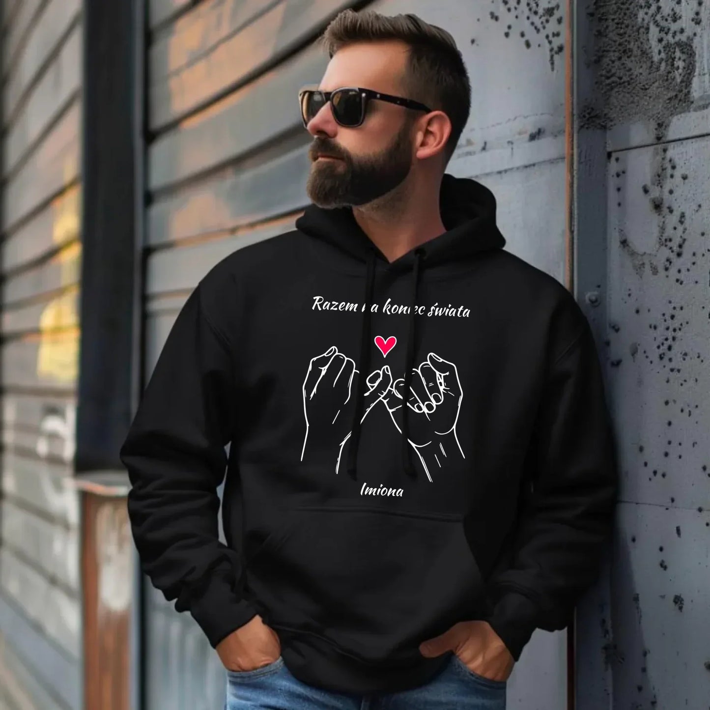 Razem na koniec świata | Bluza męska z kapturem W60 - StoryCups.pl