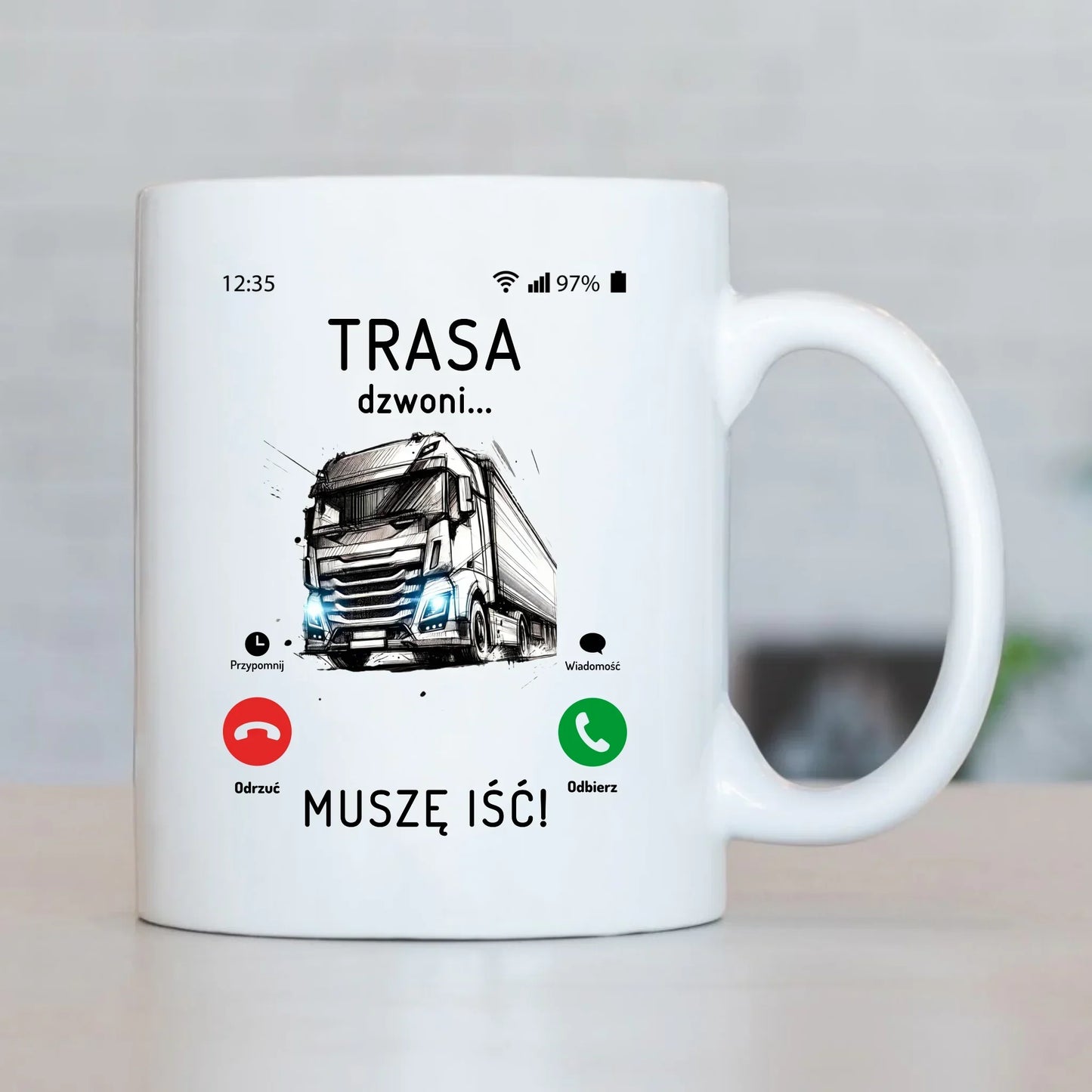 Trasa dzwoni muszę iść | Kubek dla kierowcy tira ZKT03 - StoryCups.pl