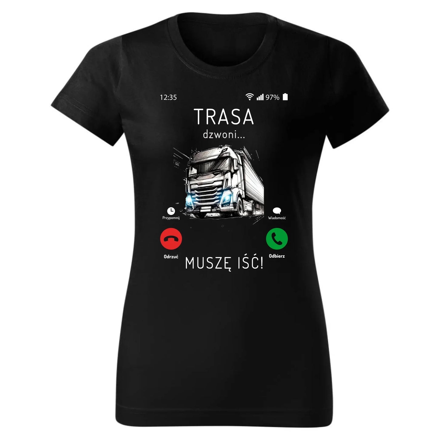 Trasa dzwoni muszę iść | Koszulka damska dla kierowcy tira ZKT03 - StoryCups.pl