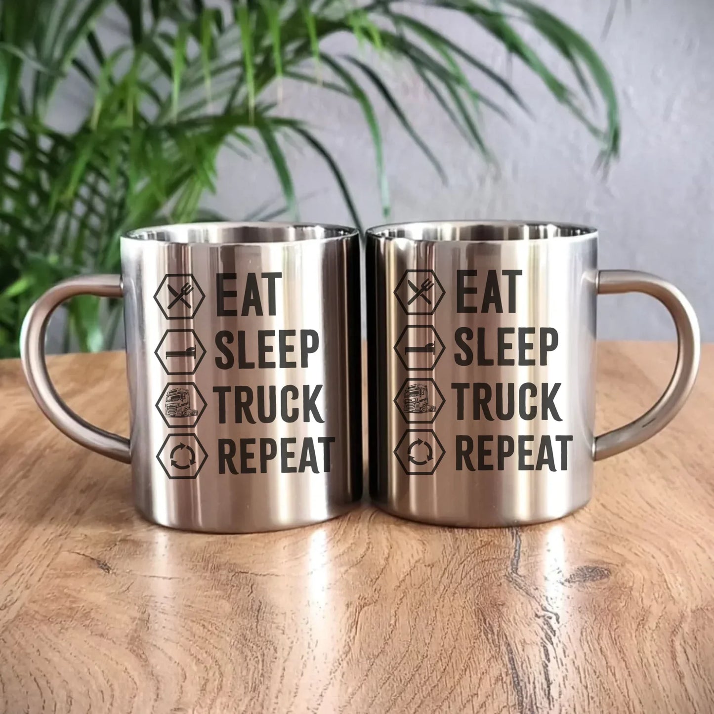 Eat Sleep Truck Repeat | Metalowy kubek dla kierowcy tira ZKT05 - StoryCups.pl