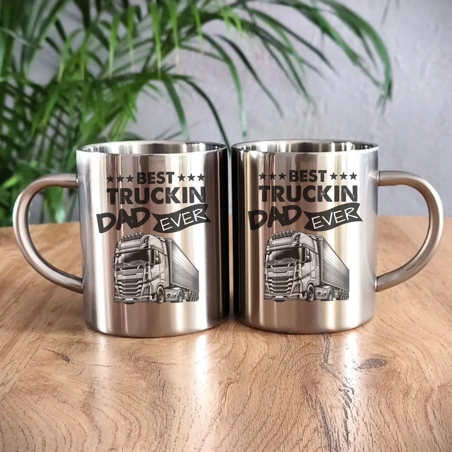 Best truckin dad ever | Metalowy kubek dla kierowcy tira ZKT09 - StoryCups.pl