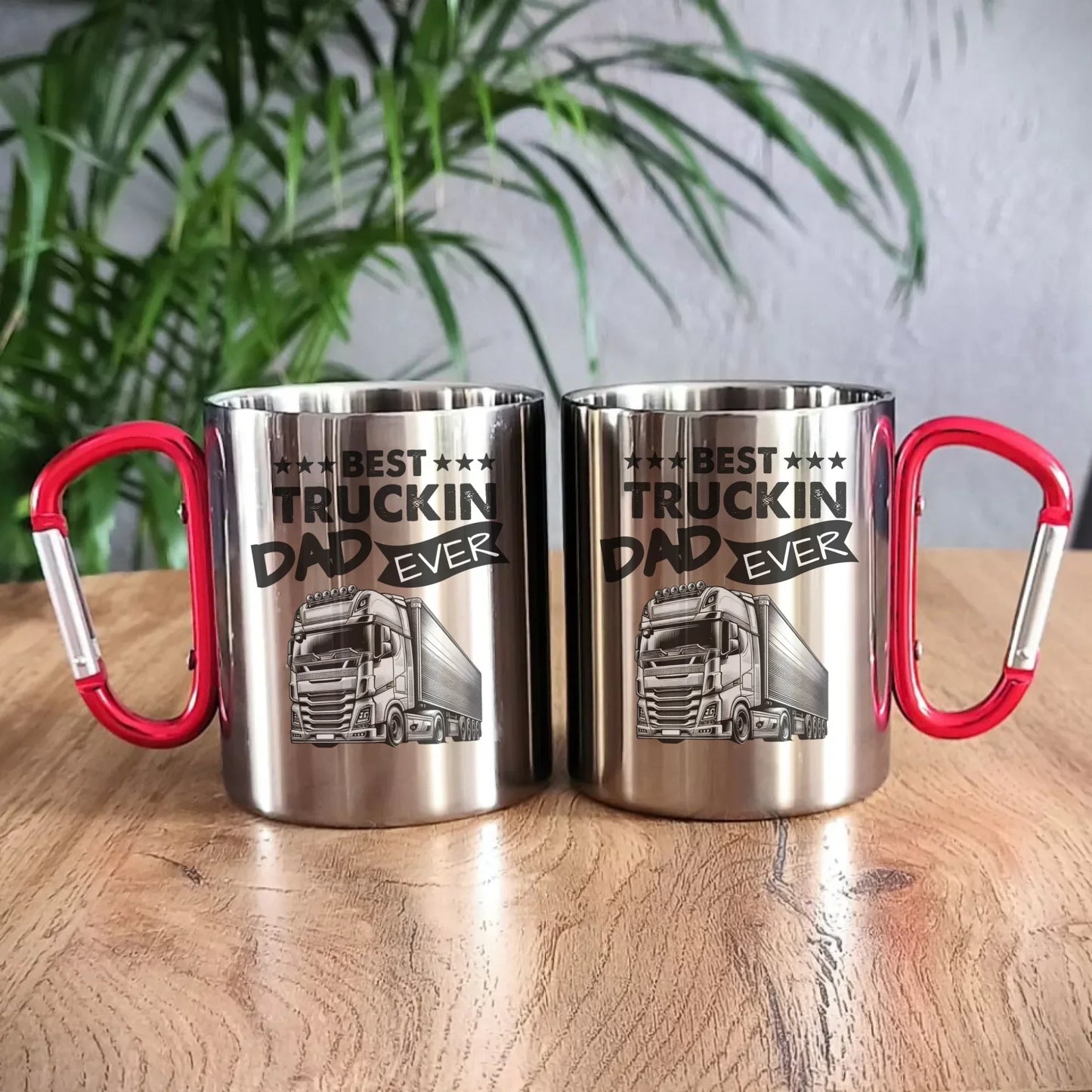 Best truckin dad ever | Metalowy kubek dla kierowcy tira ZKT09 - StoryCups.pl