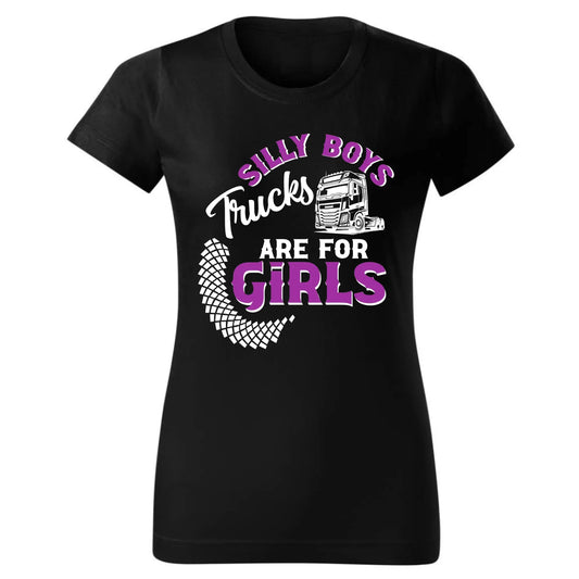 Silly boys trucks are for girls | Koszulka damska dla kierowcy tira ZKT11 - StoryCups.pl