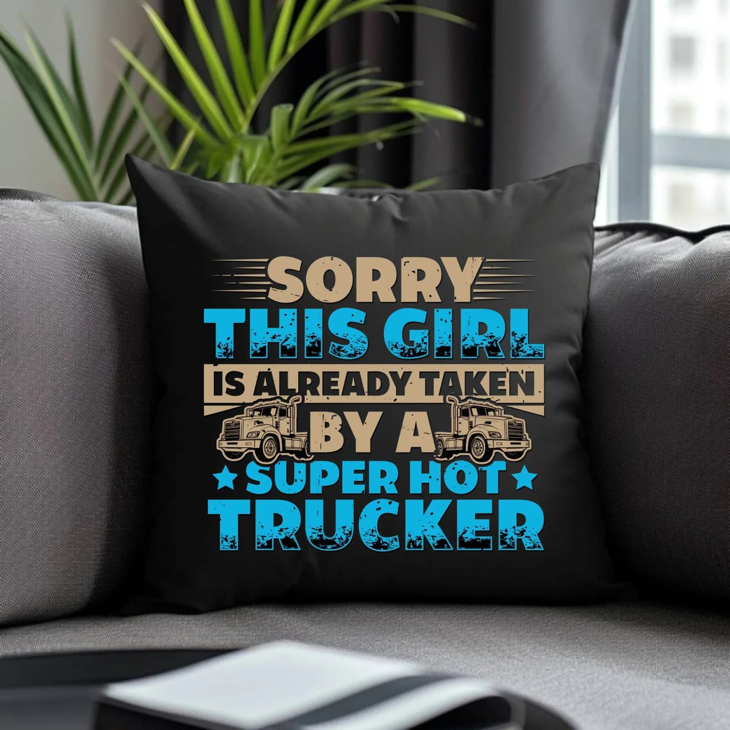 Ta dziewczyna jest już zajęta | Poduszka dekoracyjna dla truckerki ZKT12 - StoryCups.pl