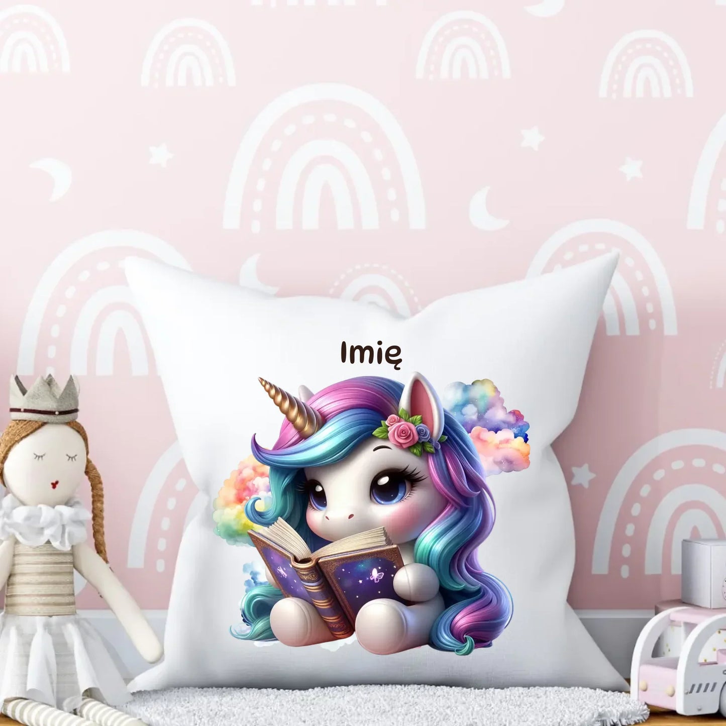 Jednorożec z książką | Poduszka dla dziecka DD09 - StoryCups.pl