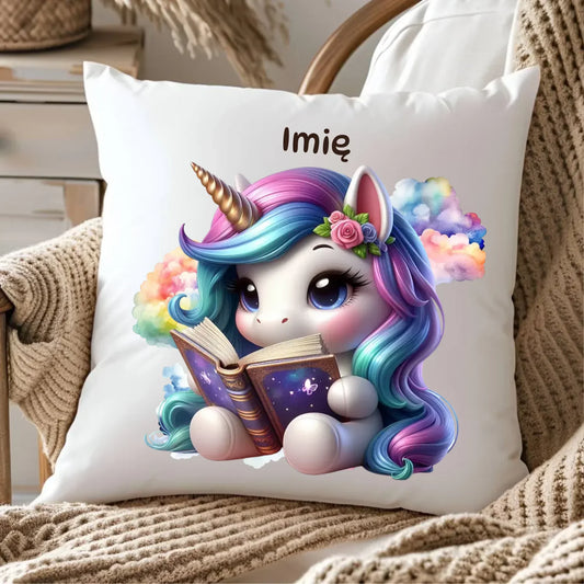 Jednorożec z książką | Poduszka dla dziecka DD09 - StoryCups.pl