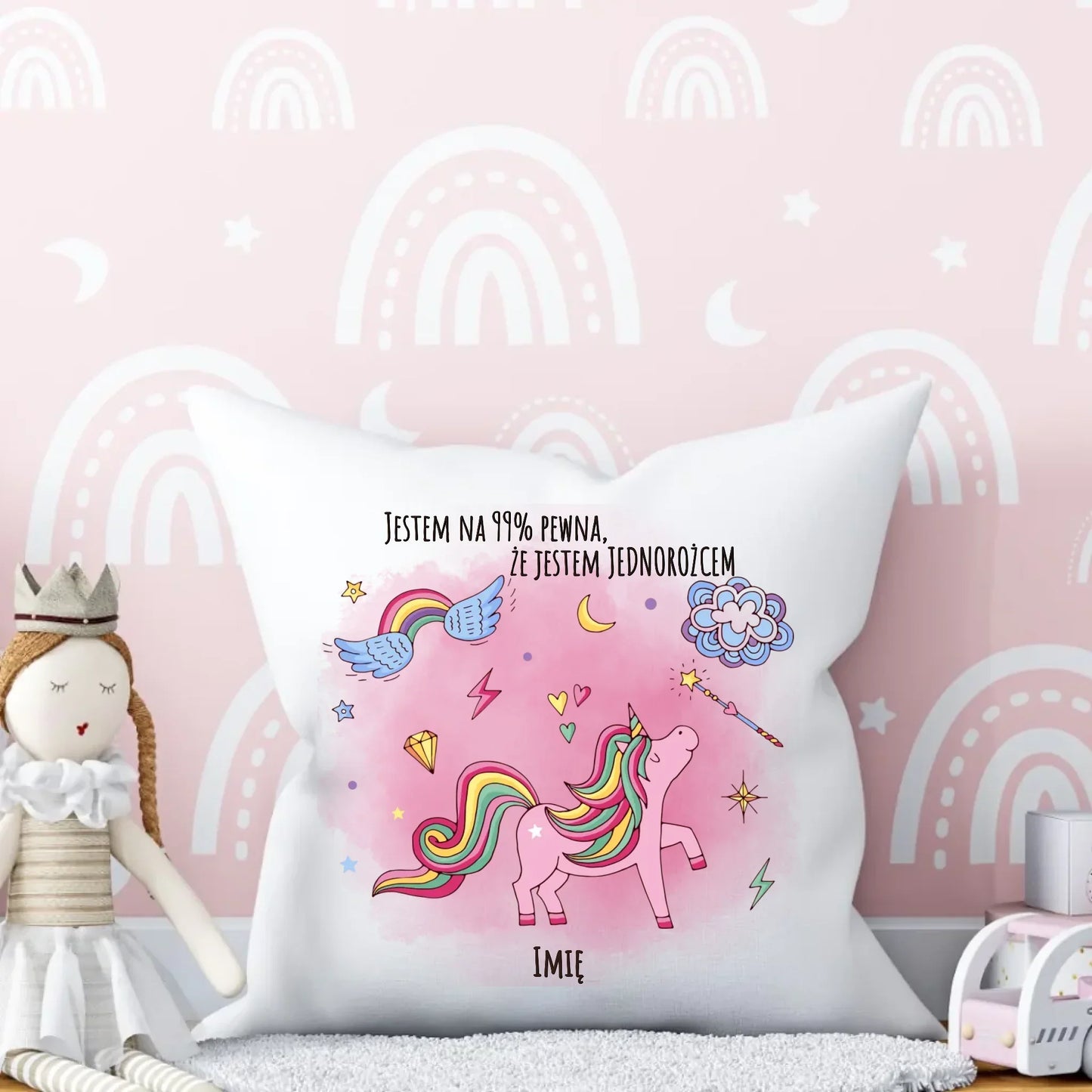 Na 99% jestem jednorożcem | Poduszka dla dziecka DD12 - StoryCups.pl