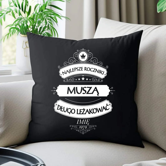 Najlepsze roczniki | Personalizowana poduszka dekoracyjna prezent na urodziny U09 - StoryCups.pl