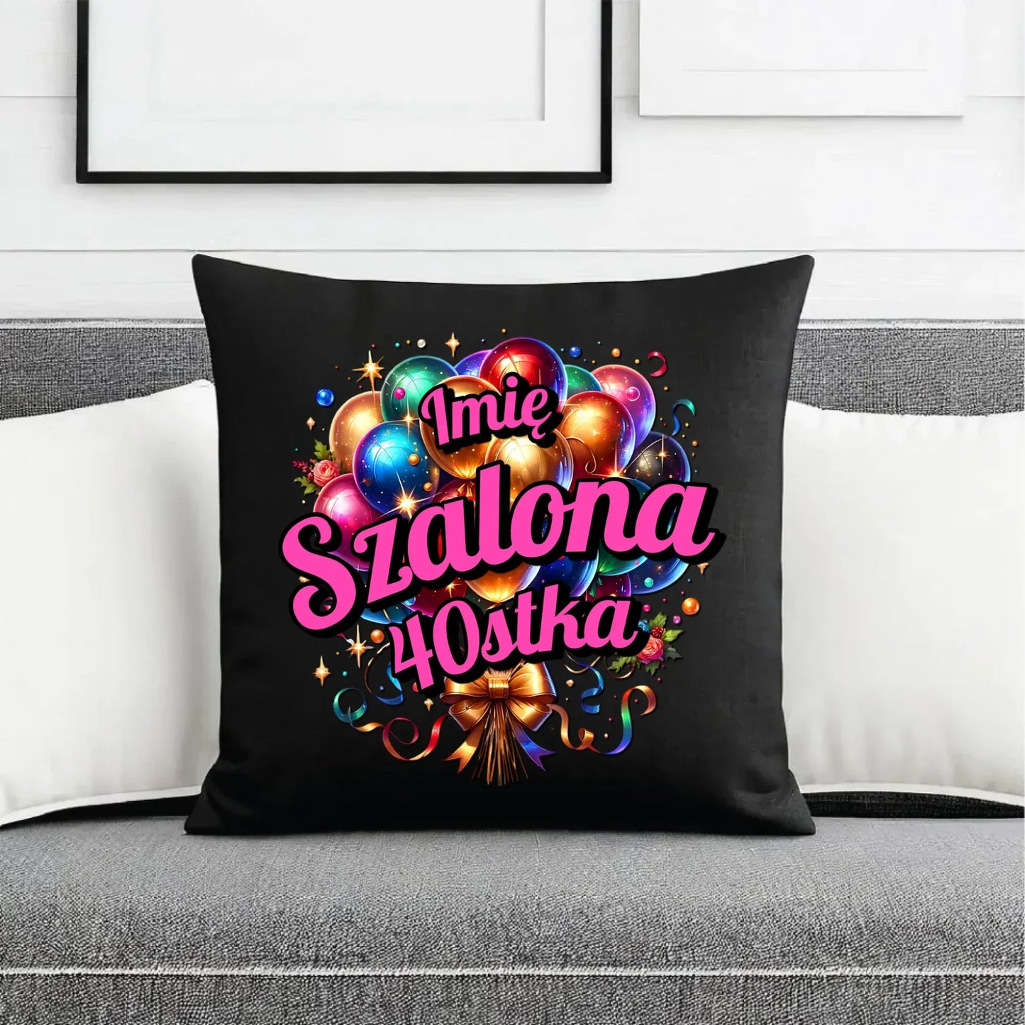 Szalona 40stka - personalizacja | Poduszka dekoracyjna na urodziny dla niej U14 - StoryCups.pl