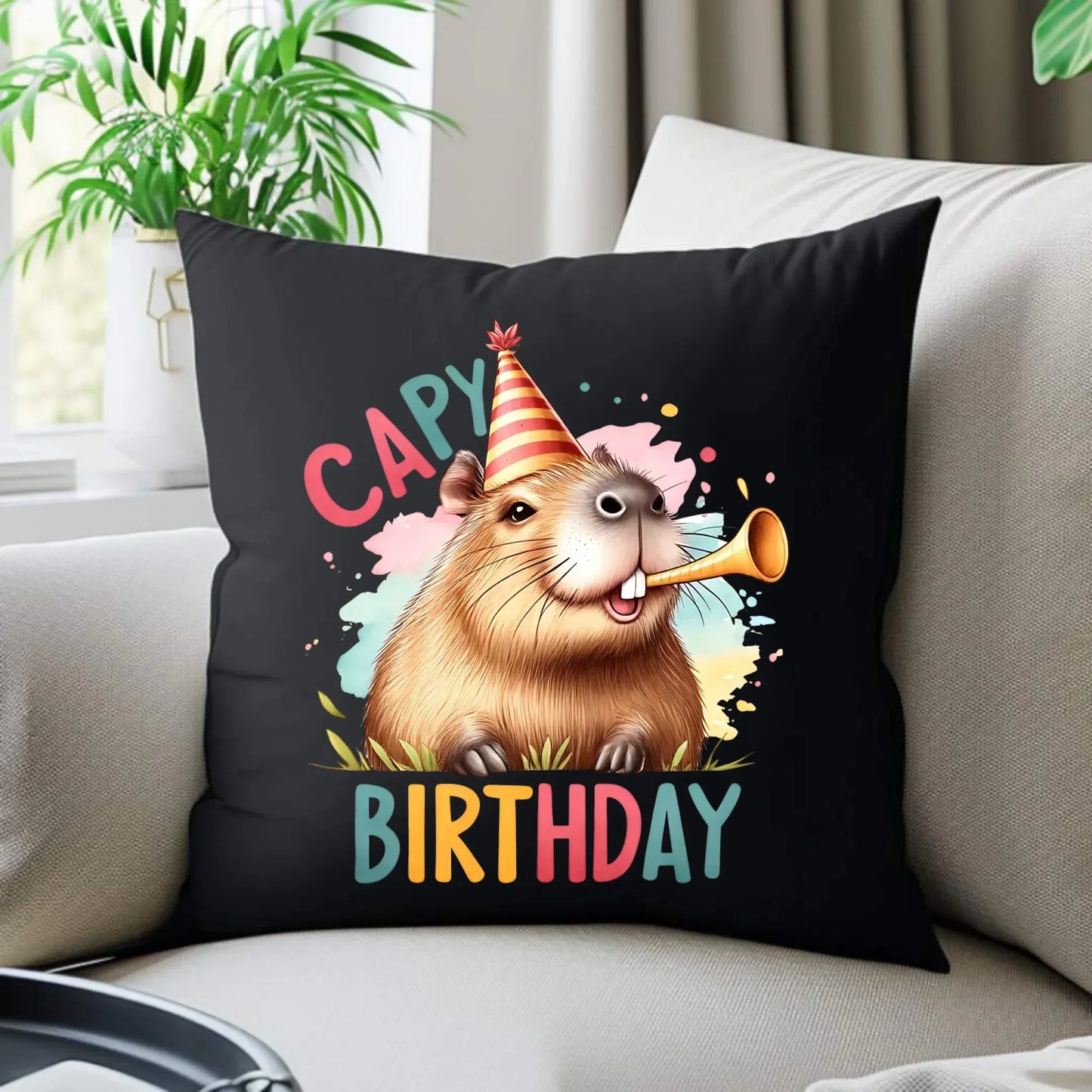 Capy Birthday kapibara | Poduszka dekoracyjna na urodziny U21 - StoryCups.pl