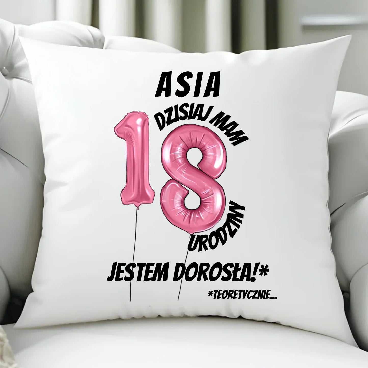 Dzisiaj mam 18. urodziny | Personalizowana poduszka prezent na osiemnastkę U25 - StoryCups.pl