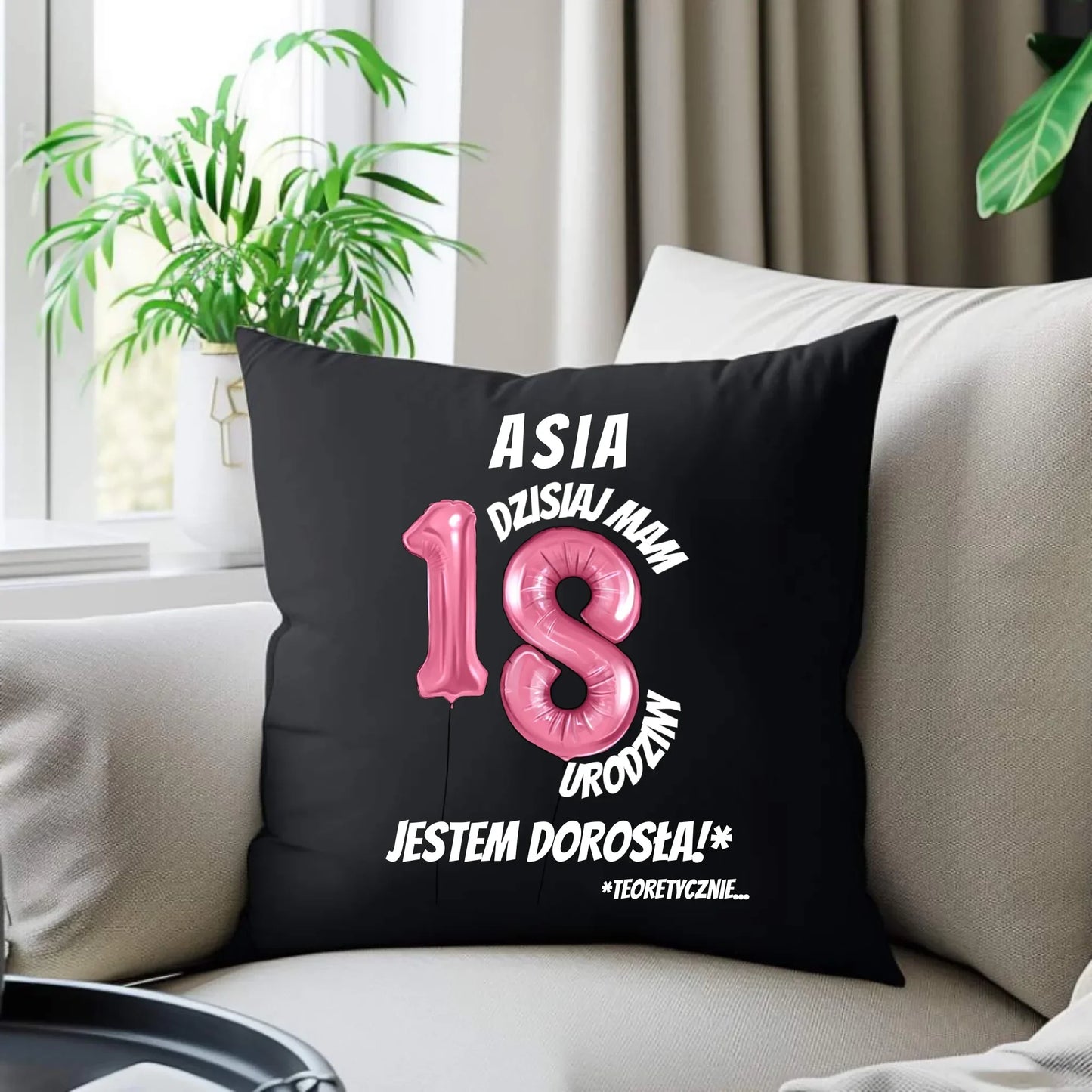 Dzisiaj mam 18. urodziny | Poduszka dekoracyjna prezent na osiemnastkę U25 - StoryCups.pl