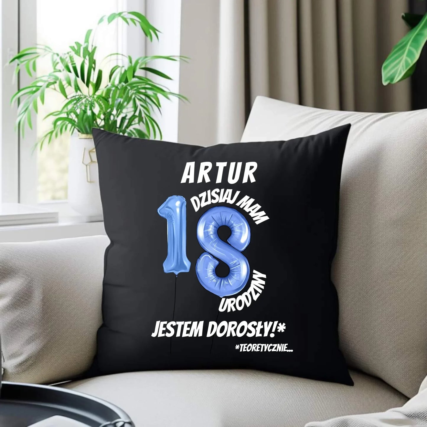 Dzisiaj mam 18. urodziny | Poduszka dekoracyjna prezent na osiemnastkę U27 - StoryCups.pl