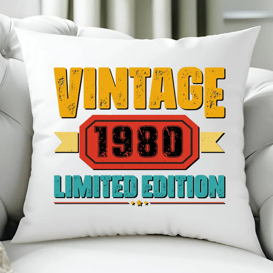 Vintage Limited Edition (data) | Personalizowana poduszka na urodziny U29 - StoryCups.pl