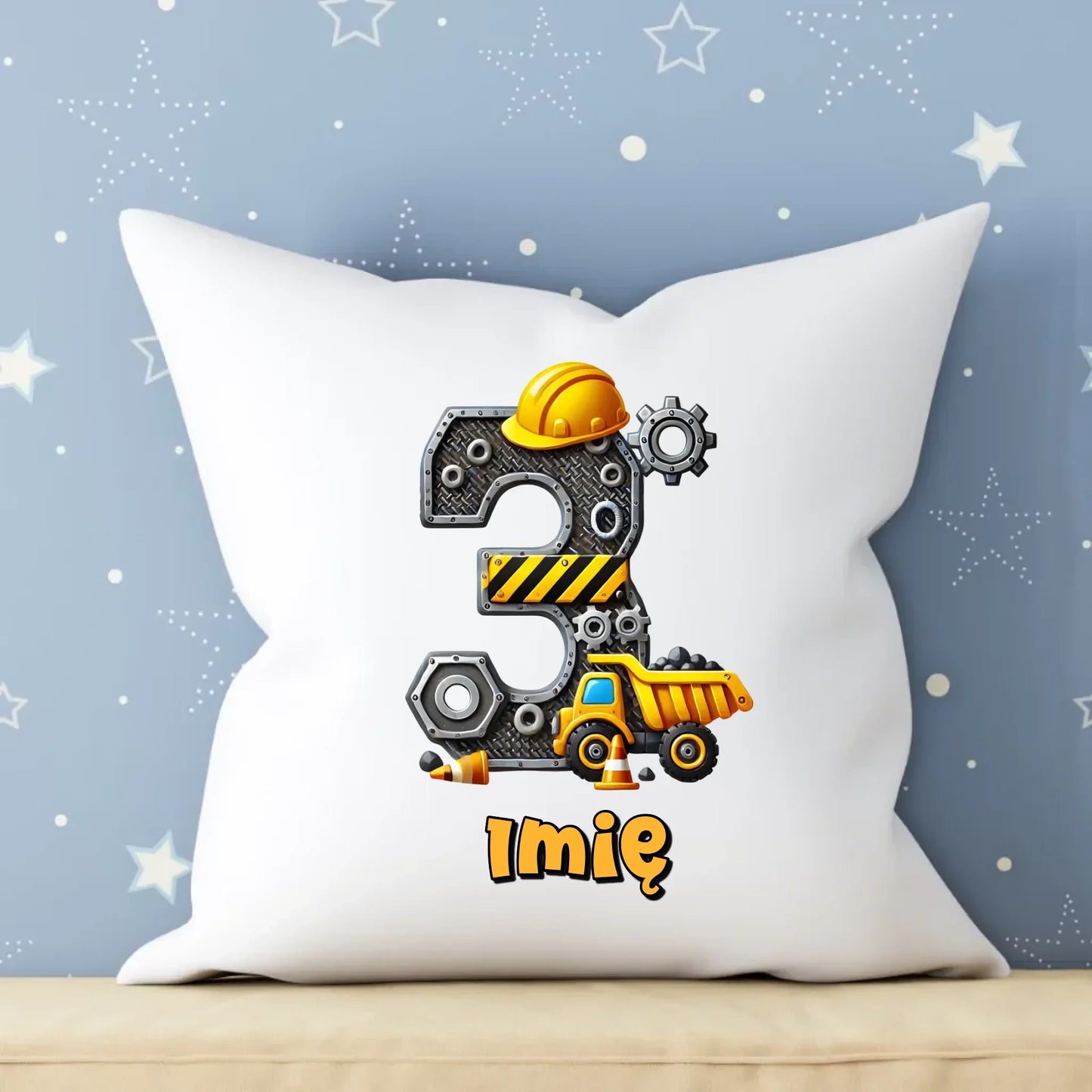 Koparka, konstrukcja | Poduszka na 3. urodziny dla chłopca U37 - StoryCups.pl