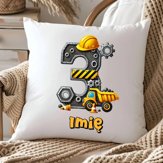 Koparka, konstrukcja | Poduszka na 3. urodziny dla chłopca U37 - StoryCups.pl