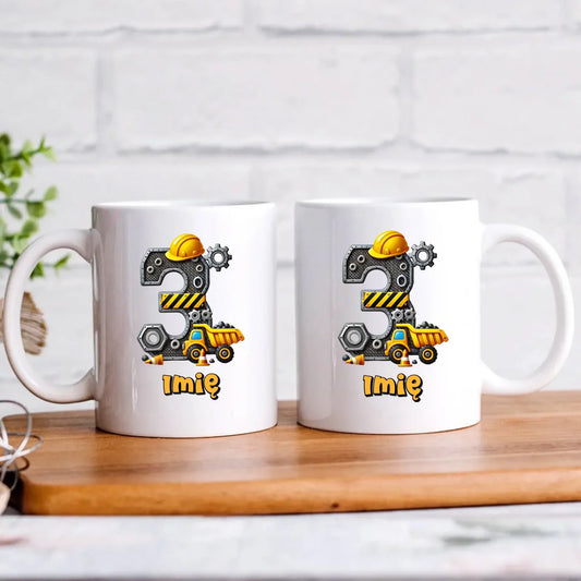 Koparka, konstrukcja | Kubek na 3. urodziny dla chłopca U37 - StoryCups.pl