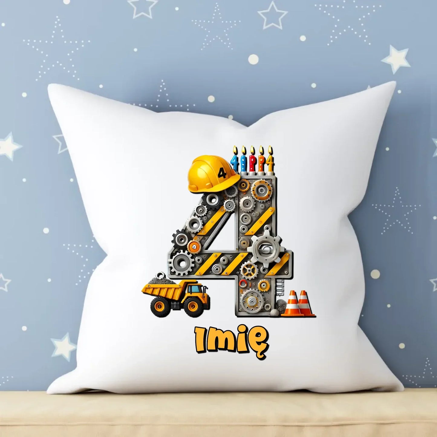 Koparka, konstrukcja | Poduszka na 4. urodziny dla chłopca U38 - StoryCups.pl
