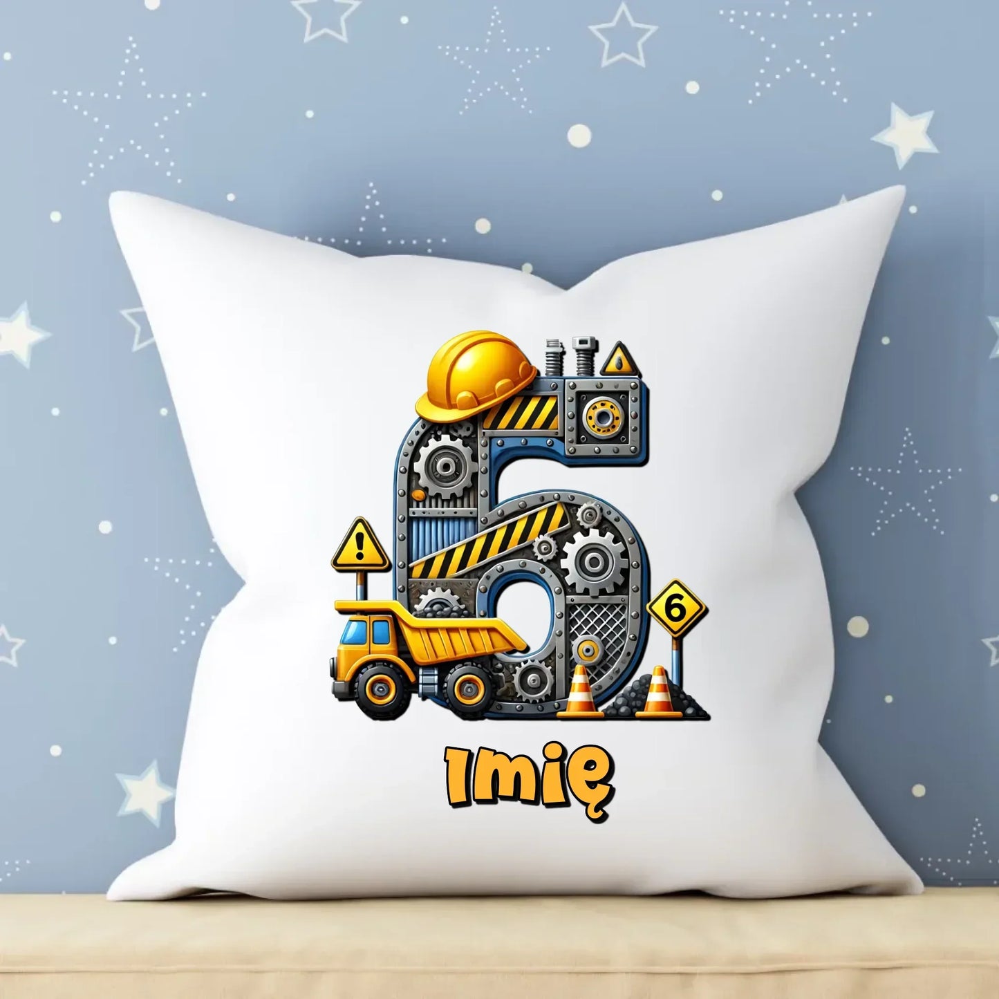 Koparka, konstrukcja | Poduszka na 6. urodziny dla chłopca U40 - StoryCups.pl