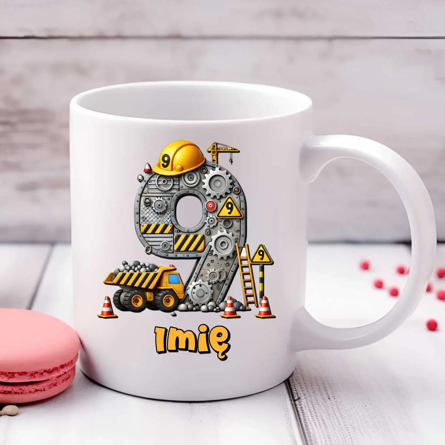 Koparka, konstrukcja | Kubek na 9. urodziny dla chłopca U43 - StoryCups.pl