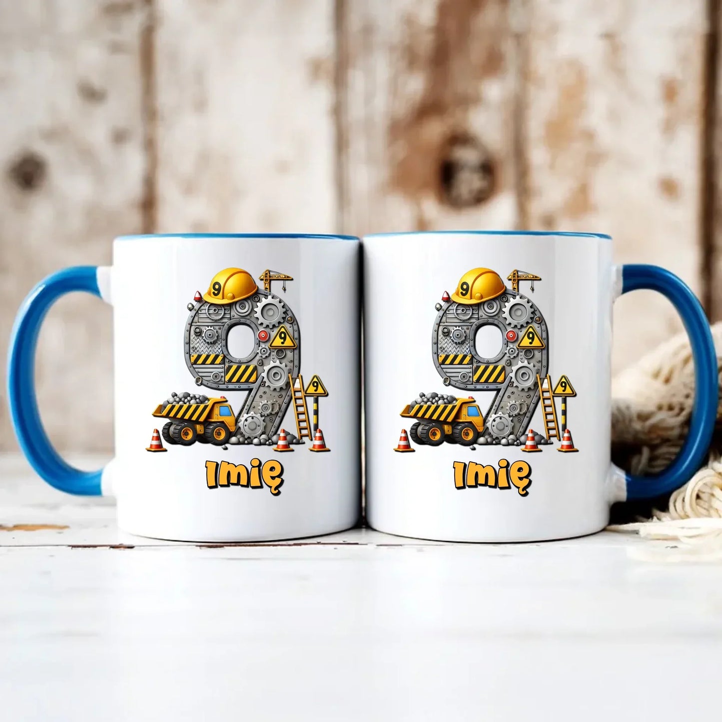 Koparka, konstrukcja | Kubek na 9. urodziny dla chłopca U43 - StoryCups.pl
