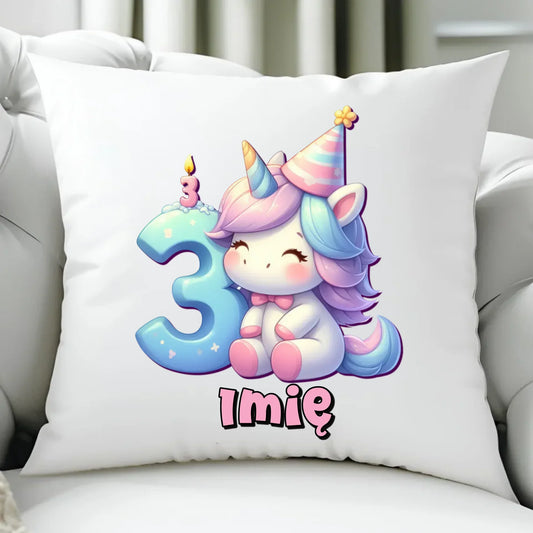 Jednorożec | Poduszka na 3. urodziny dla dziewczynki U47 - StoryCups.pl