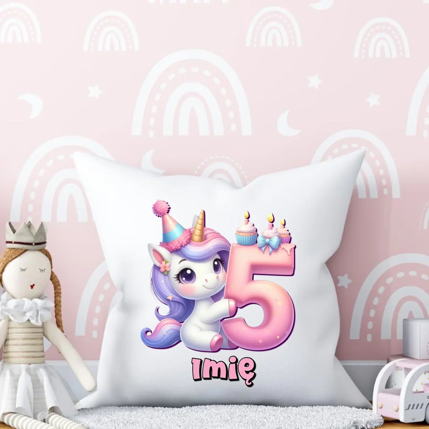 Jednorożec | Poduszka na 5. urodziny dla dziewczynki U49 - StoryCups.pl