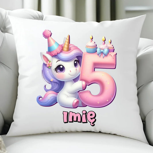 Jednorożec | Poduszka na 5. urodziny dla dziewczynki U49 - StoryCups.pl