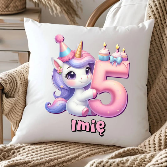 Jednorożec | Poduszka na 5. urodziny dla dziewczynki U49 - StoryCups.pl