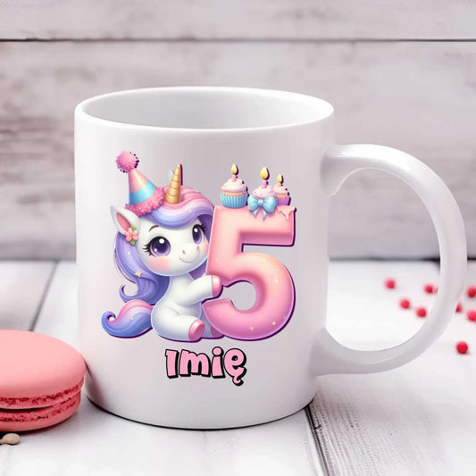 Jednorożec | Kubek na 5. urodziny dla dziewczynki U49 - StoryCups.pl