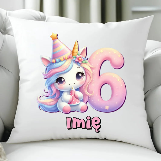 Jednorożec | Poduszka na 6. urodziny dla dziewczynki U50 - StoryCups.pl