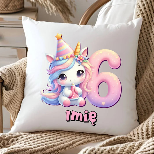 Jednorożec | Poduszka na 6. urodziny dla dziewczynki U50 - StoryCups.pl