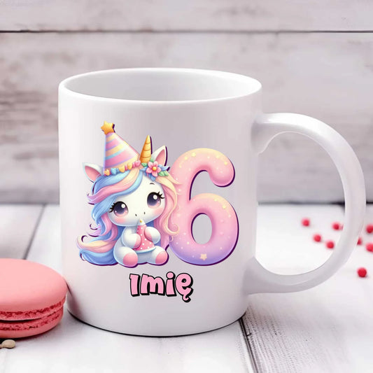 Jednorożec | Kubek na 6. urodziny dla dziewczynki U50 - StoryCups.pl