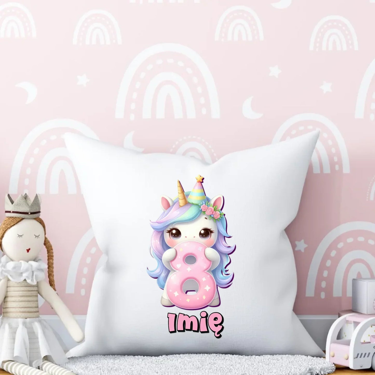 Jednorożec | Poduszka na 8. urodziny dla dziewczynki U52 - StoryCups.pl
