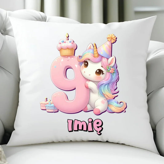 Jednorożec | Poduszka na 9. urodziny dla dziewczynki U53 - StoryCups.pl