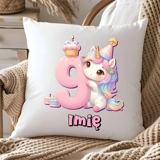 Jednorożec | Poduszka na 9. urodziny dla dziewczynki U53 - StoryCups.pl