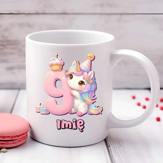 Jednorożec | Kubek na 9. urodziny dla dziewczynki U53 - StoryCups.pl