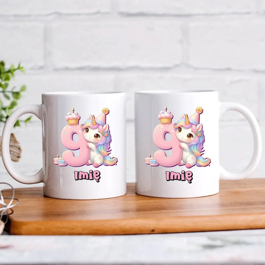 Jednorożec | Kubek na 9. urodziny dla dziewczynki U53 - StoryCups.pl