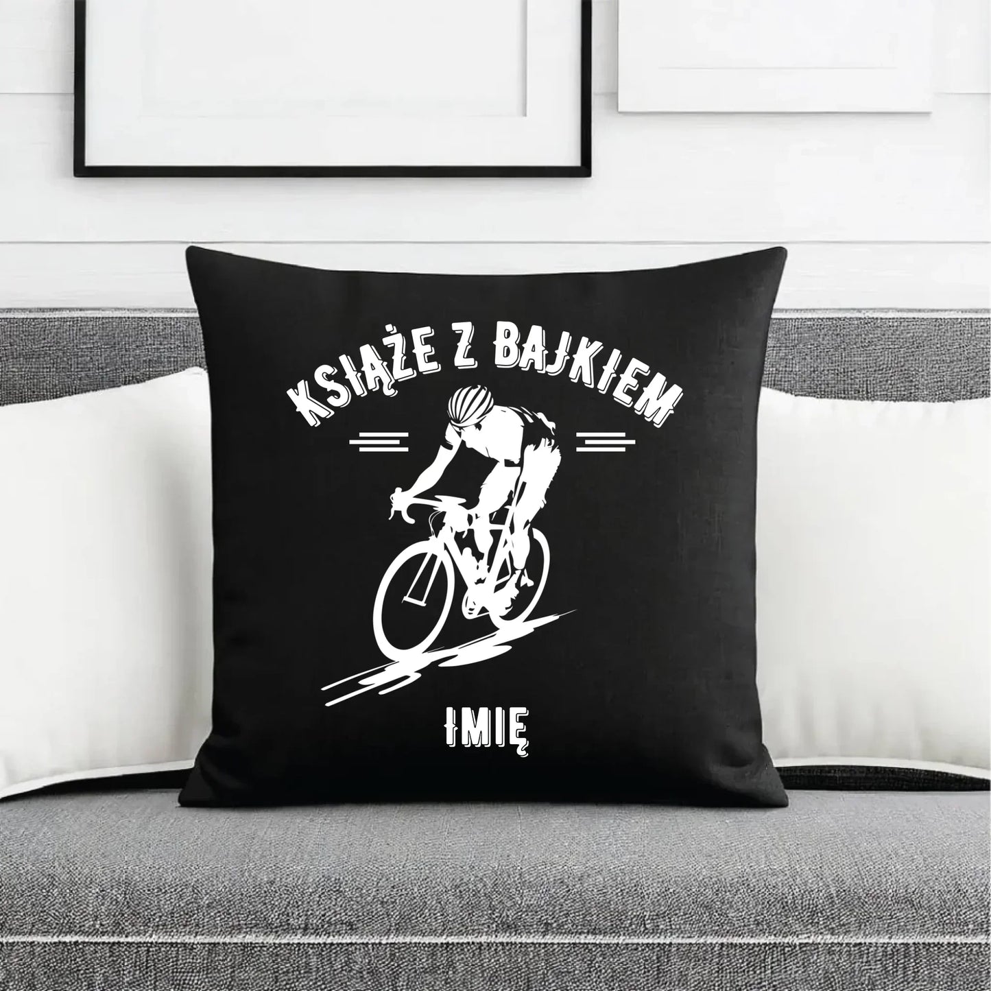 Książe z bajkiem | Poduszka dekoracyjna dla rowerzysty HR01 - StoryCups.pl