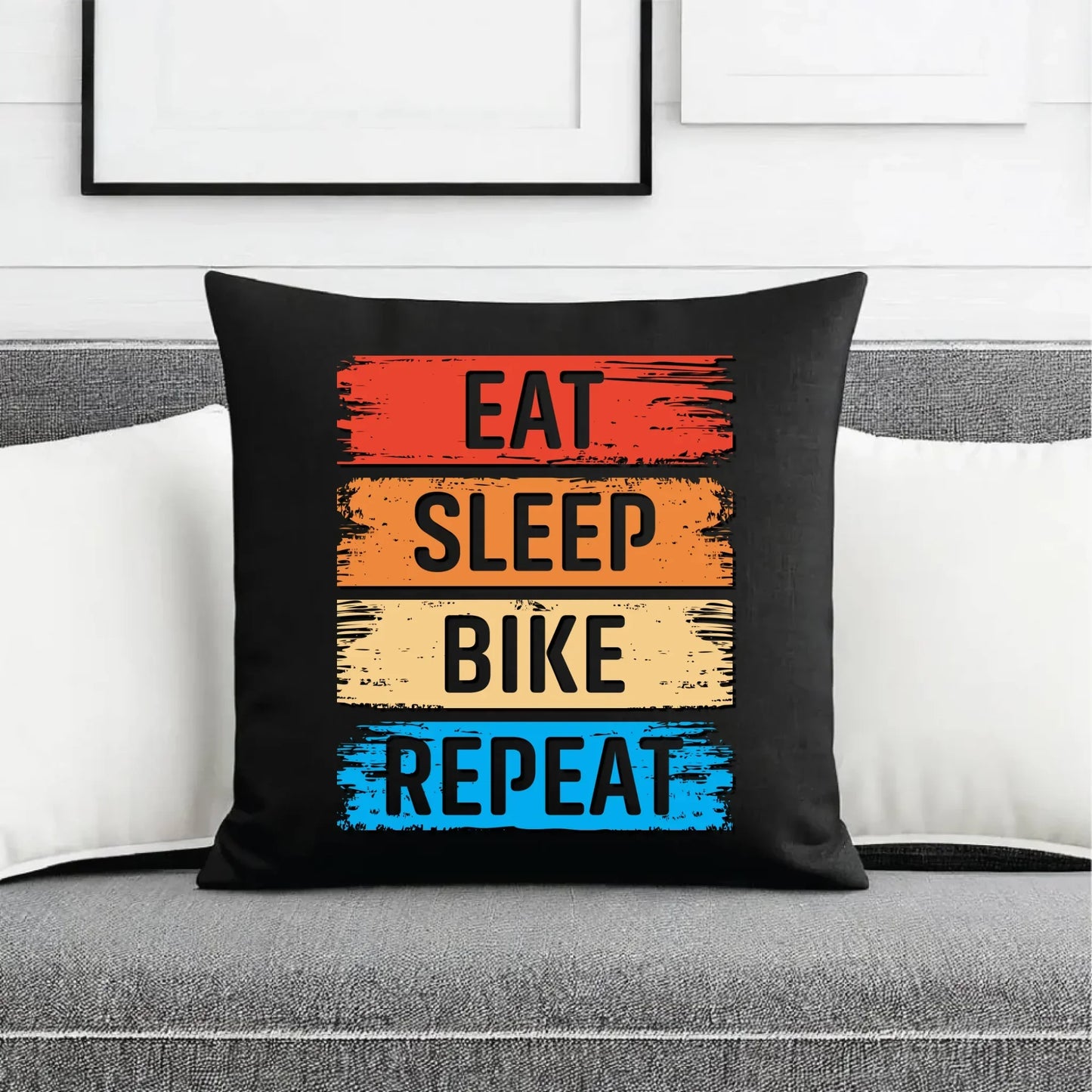 Eat Sleep Bike Repeat | Poduszka dekoracyjna dla rowerzysty HR03 - StoryCups.pl