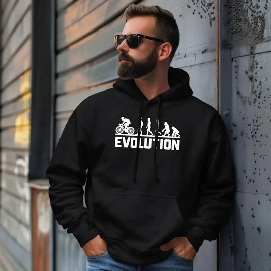Ewolucja rowerzysty | Bluza męska z kapturem HR04 - StoryCups.pl