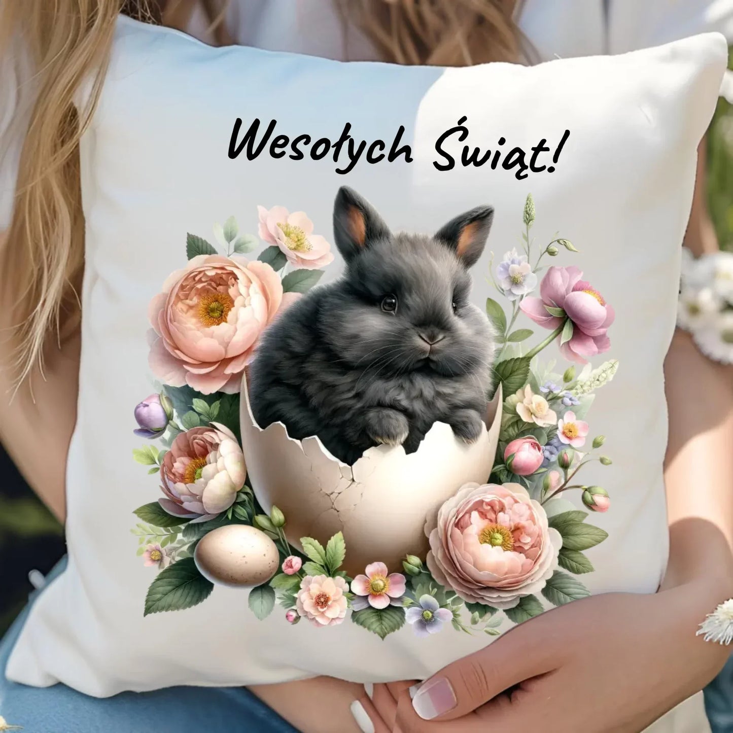 Zajączek w pisance | Poduszka na Wielkanoc WN03 - StoryCups.pl