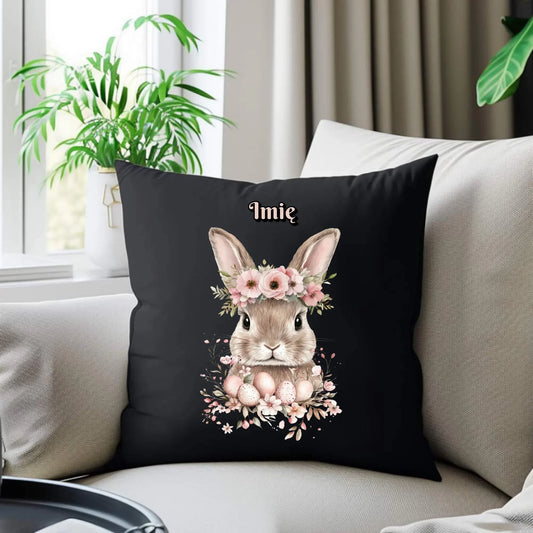 Zajączek z wiankiem | Poduszka dekoracyjna na Wielkanoc WN05 - StoryCups.pl