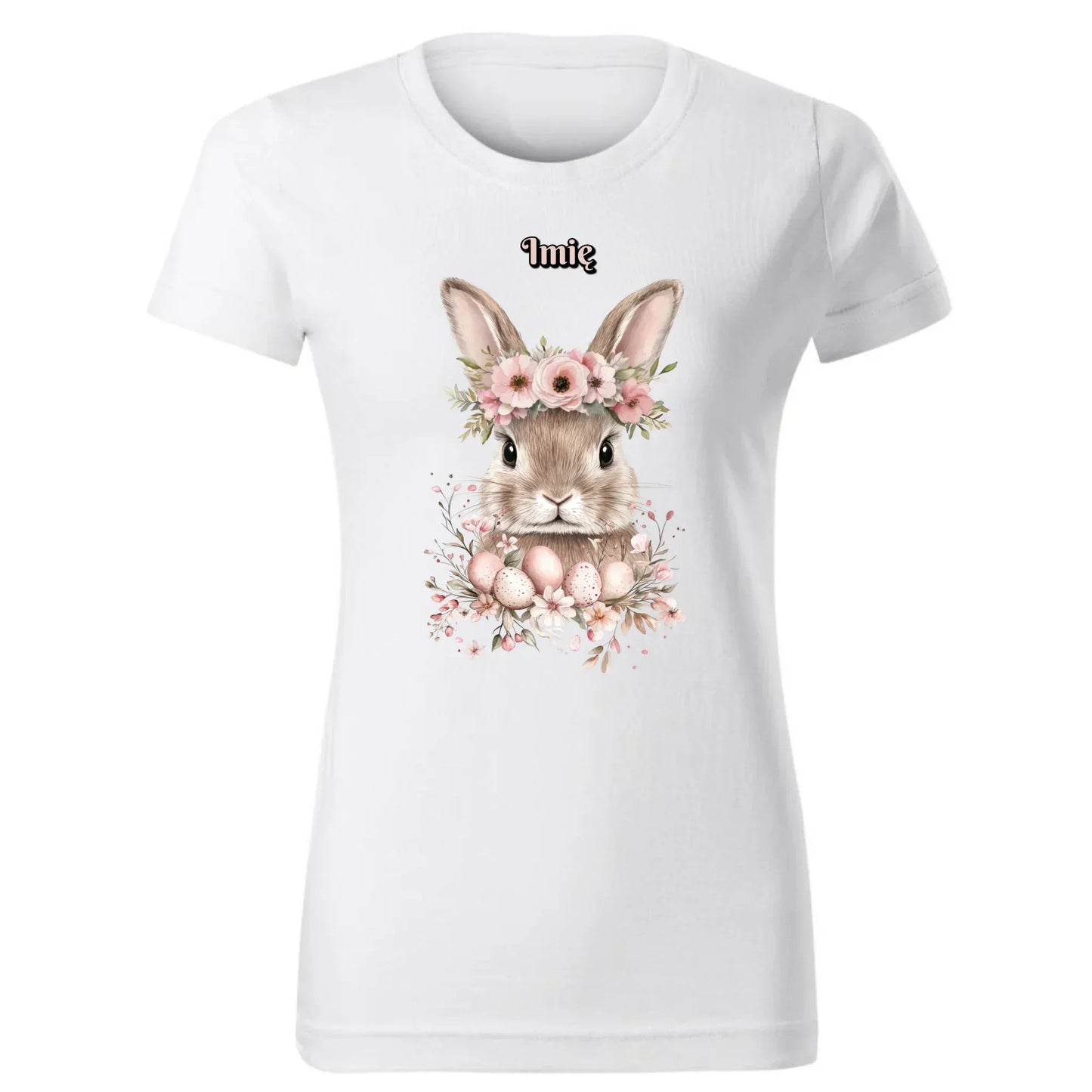 Zajączek z wiankiem | Koszulka damska na Wielkanoc WN05 - StoryCups.pl