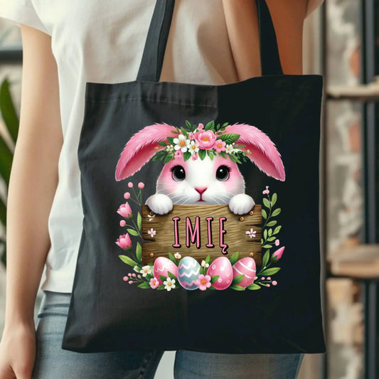 Różowy zając | Torba na Wielkanoc WN07 - StoryCups.pl