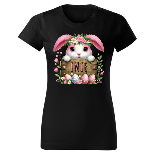 Różowy zając | Koszulka damska na Wielkanoc WN07 - StoryCups.pl