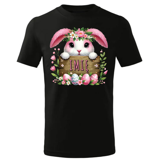 Różowy zając | Koszulka dziecięca na Wielkanoc WN07 - StoryCups.pl