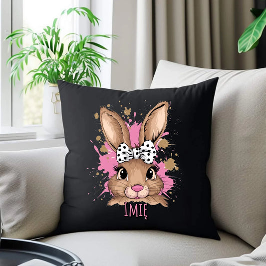 Słodki zajączek imię | Poduszka dekoracyjna na Wielkanoc WN08 - StoryCups.pl