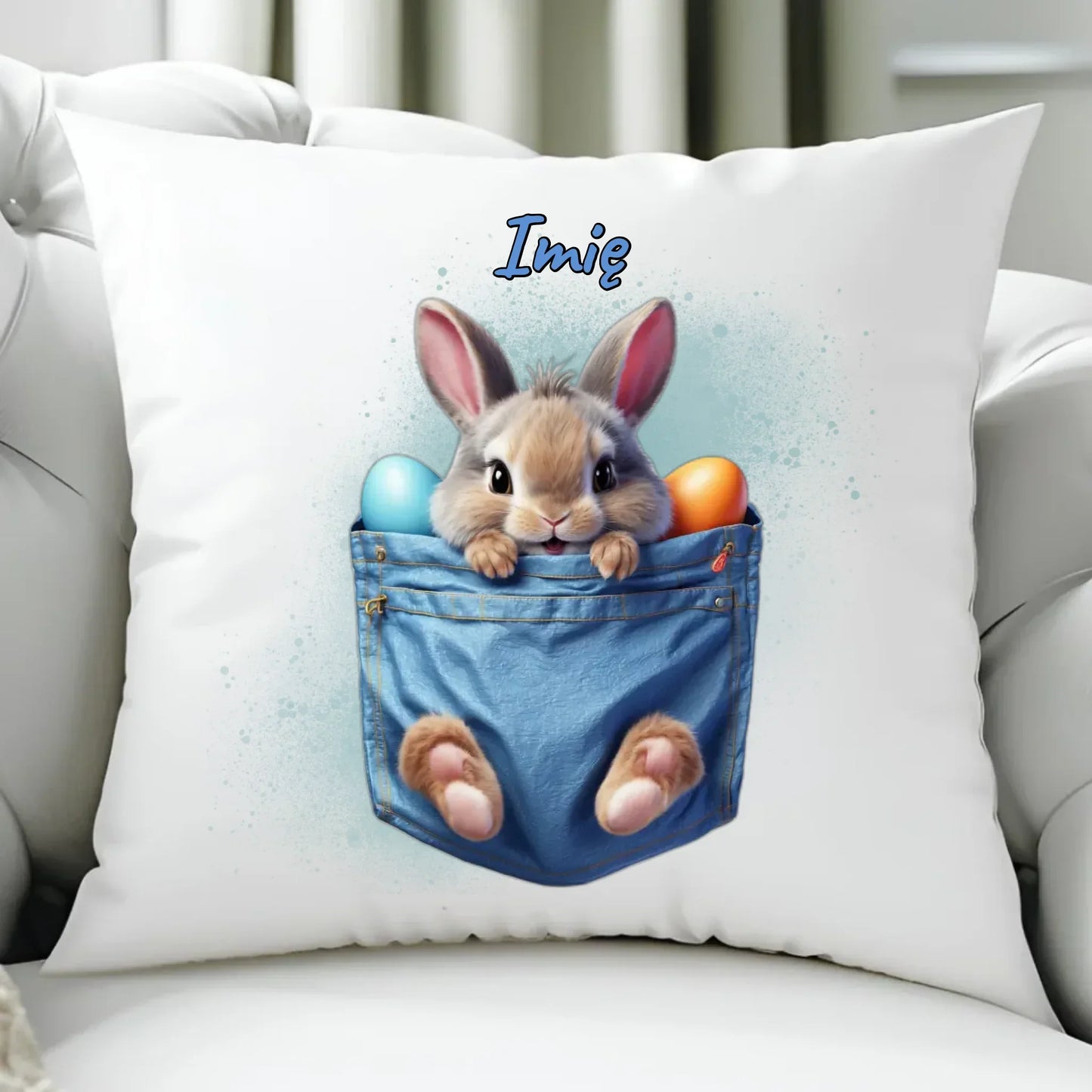 Mały zajączek | Personalizowana poduszka na Wielkanoc WN10 - StoryCups.pl