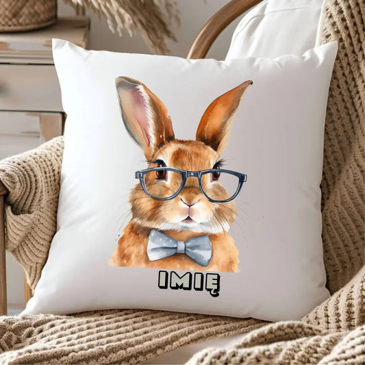 Zając w okularach | Poduszka na Wielkanoc WN12 - StoryCups.pl